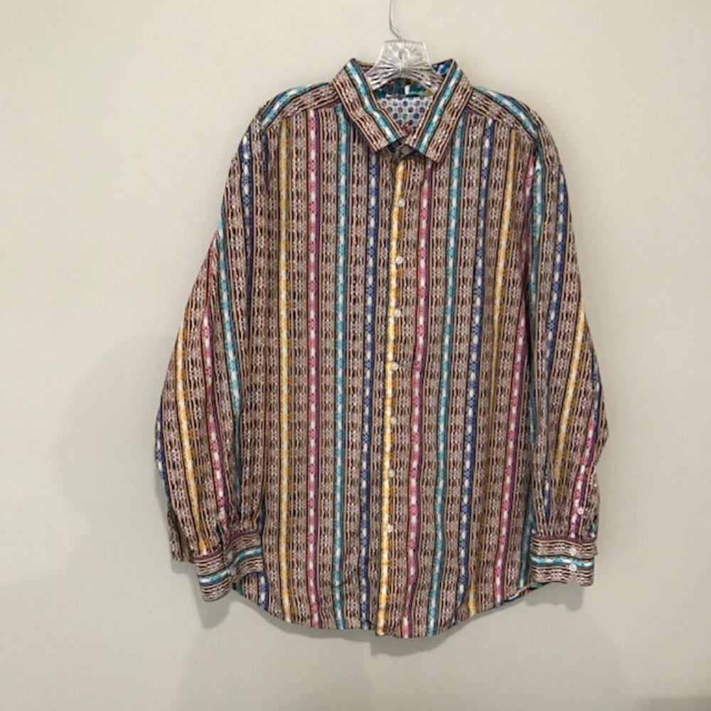 ROBERT GRAHAM Men's Long Sleeve Button Down Shirt - Size 2XL
